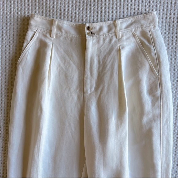 Madewell - Linen-Blend Pleated Taper Wide-Leg Pants - Ivory - Picture 5 of 13